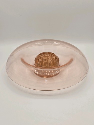 Pink depression glass console - glass,