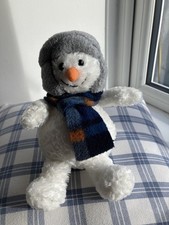  Tesco Christmas Chilly & Friends Snowman In Hat & Scarf Beanie- approx 6”