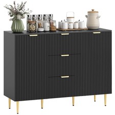 HOMCOM Sideboard Buffet Cabinet w/ 3 Drawers and Adjustable Shelves, Black