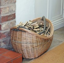 Traditional Small Willow Log And Kindling Lined Basket