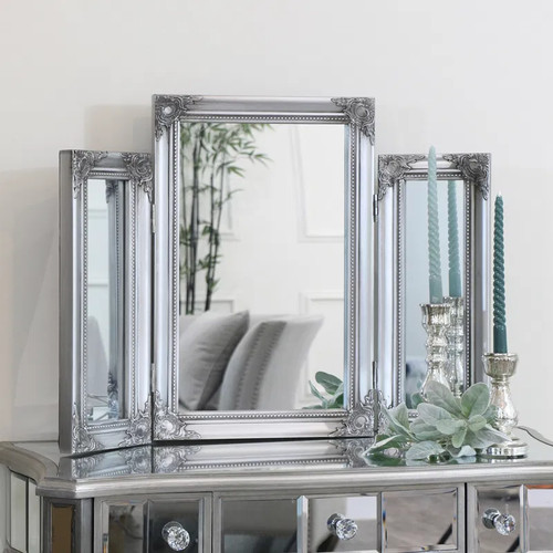 Ornate vintage silver triple - vintage,