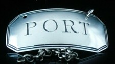 Sterling Silver Decanter Label PORT, London 1792 Antique, John Rich
