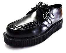 TUK Black Leather Unisex Rockabilly Creepers