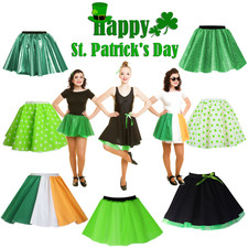 ST PATRICKS DAY Skirts IRELAND Shamrock GREEN Irish Dance SKIRT Dublin Costume
