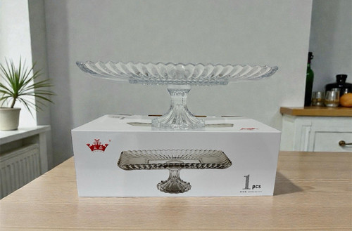 Vintage glass pedestal cake - glass,