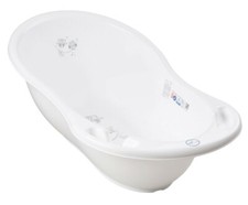 Baby Bath Tub Infant Toddler With Drainage Hole & Plug Tega Baby Owls White