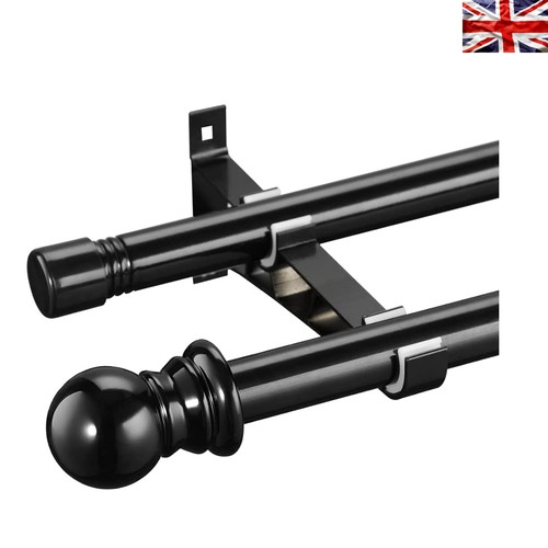 Black double curtain pole with - pole,