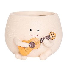 Smily Face Planter Pot with Drainage Hole Cute Resin for String of Plant5246