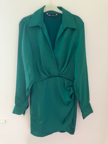 Zara satin green mini dress - satin,