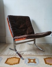 Mid Century Chrome Leather Ingmar Relling Lounge Chair