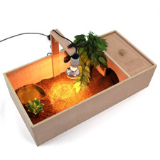 Tortoise Table Small Pet Reptile Wooden House Hide Shelter Den with Run