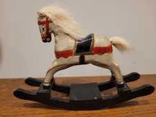 Vintage Antique Minature Hand Painted Rare Wooden Rocking Horse