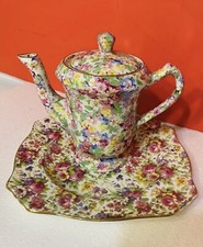 James Kent Apple Blossom Small Teapot 6.5" & Royal Winton Plate Summertime