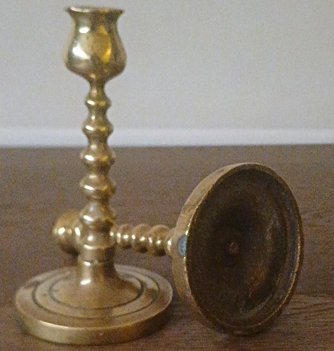 Pair brass candlesticks - pair,