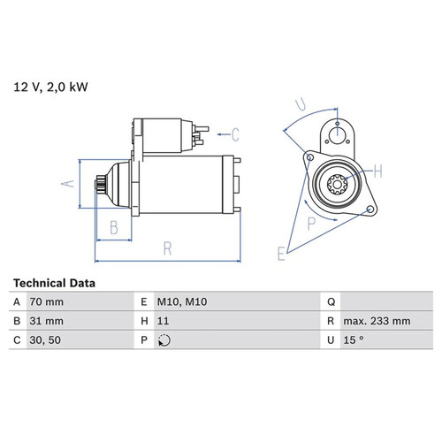 Bosch starter motor 12v - bosch,