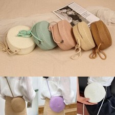 Fashion Women Girl Round Straw Bag Summer Beach Bag Straw Handbag Rattan Woven