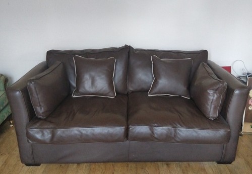 Genuine leather dark brown - ,