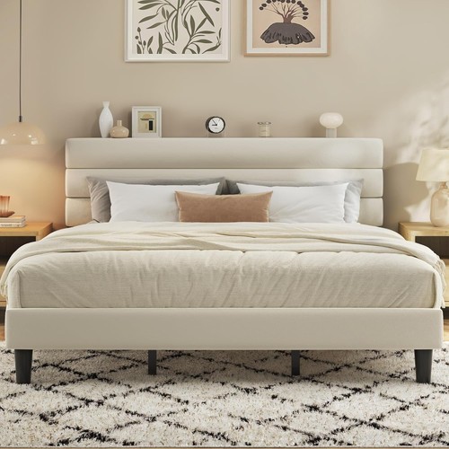 King platform bed frame velvet - platform,