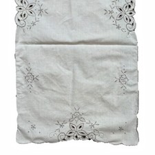 Vintage Cutwork Dresser Scarf Runner Floral Cottage Core Shabby Decor 50x15