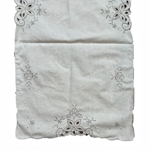 Vintage cutwork dresser scarf - cutwork,