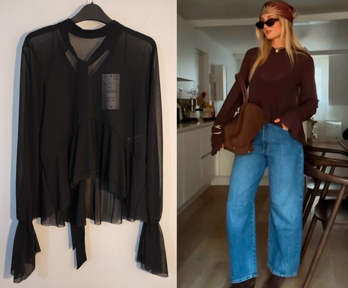 Zara black semi sheer frill - zara,