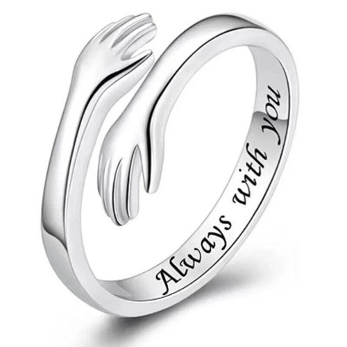 Sterling silver love hug ring - silver,