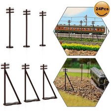 24pcs Model N Gauge 1:150 Power Pole Telegraph Telephone Poles Railroad Diorama