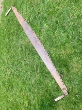 ANTIQUE LARGE TWO MAN LOGGING