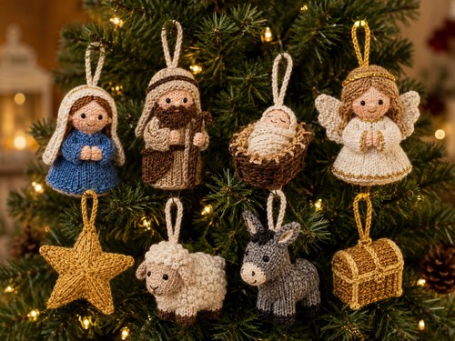Mini nativity tree - nativity, ornaments