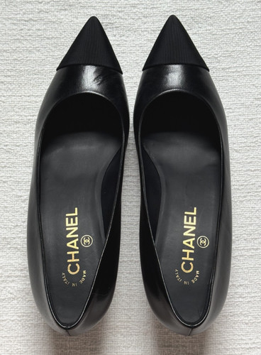 Chanel black goatskin cap toe - black,