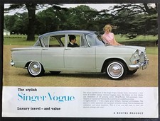 SINGER VOGUE Four Door Saloon Car Sales Specification Leaflet 1964 #1027/H