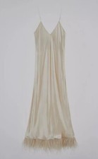 zara SATIN DRESS WITH FEATHERS CAVA - REF. 9042/802