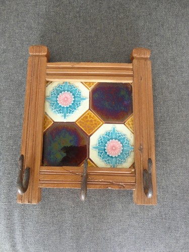 Old decorative tile - wall, hooks