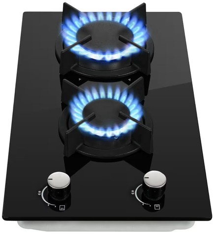 Burners gas hob - black, glass