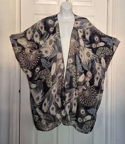 Peacock feather print chiffon - peacock,