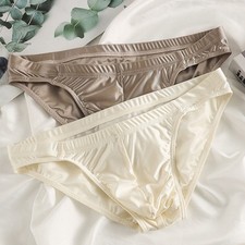 Low Waist Mini Briefs Men Breathable Ice Silk Underpants Smooth Comfortable Fit