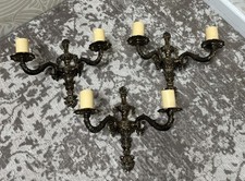 3 Vintage Ornate Brass Double