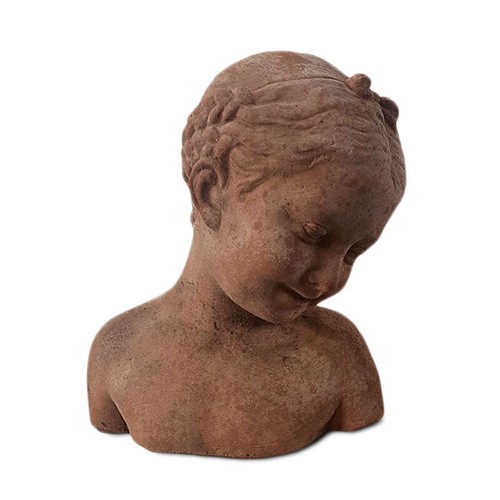 Terracotta natural girl bust - terracotta,