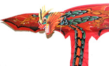 Large Balinese Dragon Kite - Red Design - Traditional Handmade Fair Trade