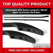 FITS MERCEDES VITO 14> W447 EXTRA LONG VAN BLACK ALUMINIUM ROOF BARS RAILS RACK