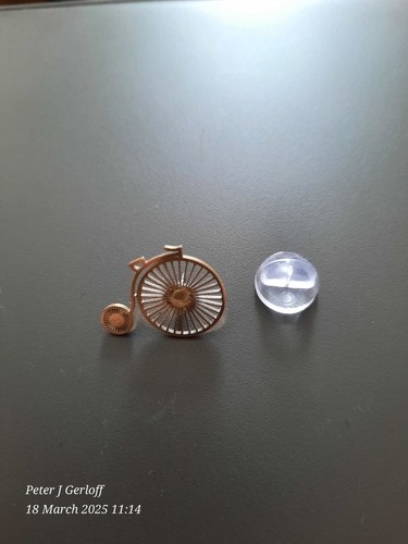 Penny farthing hand made pin - farthing,