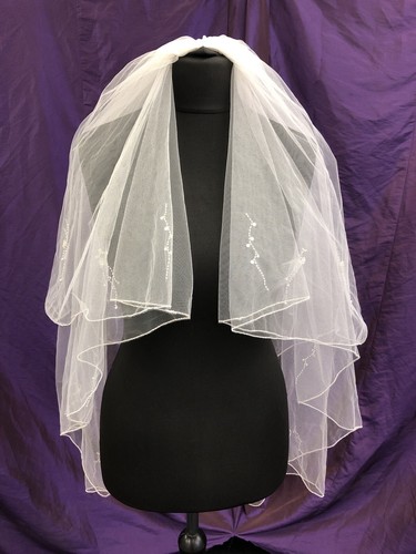 Ivory veil with beading - veil,