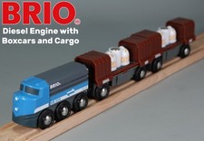 BRIO 33257 Diesel Engine 2 x 33561 BOXCARS + FREIGHT for Thomas & Friends Wooden