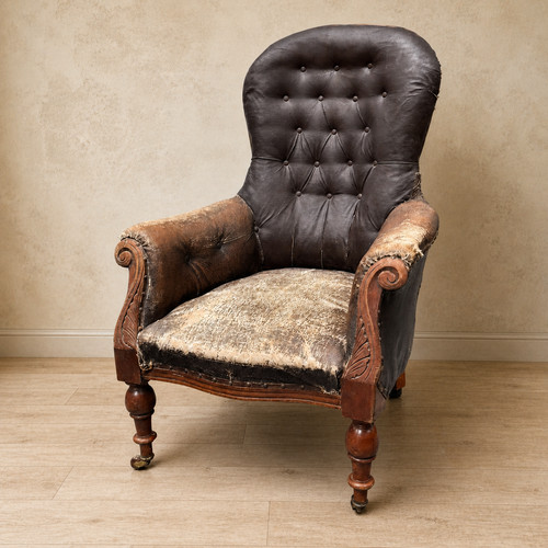 Victorian button back armchair - victorian,