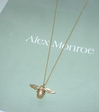 ALEX MONROE ICONIC BUMBLEBEE 22CT GOLD OVER STERLING SILVER BIG BEE 27" NECKLACE