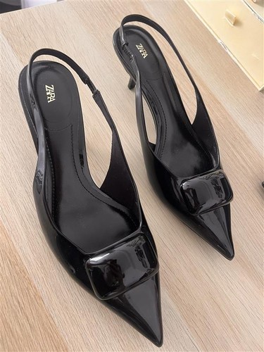 Zara patent slingback heels