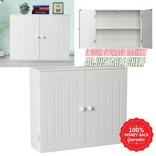 2 Door White Bathroom Cabinet Wall Mounted Storage Unit Kitchen Cupboard Modern