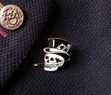 Skull Smoking Cigarette Ace of Spades Metal Enamel Pin Badge Trucker Biker