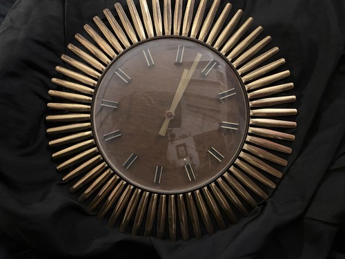 Vintage wall clock brass - wall,