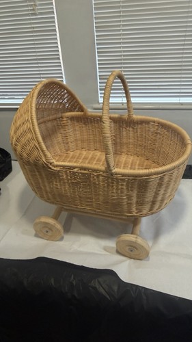 Vintage style wicker doll pram - style,